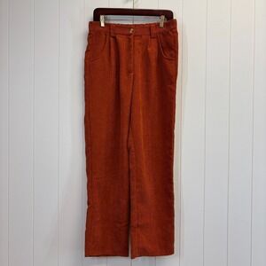 Unbranded Womens Academia Preppy High Rise Corduroy Trousers Size M Orange Chic